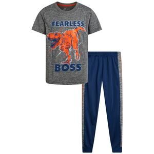 NEW Pro Athlete Boys 2 Piece Set Tshirt and Pants Gray and Blue Dinosaur Size 8